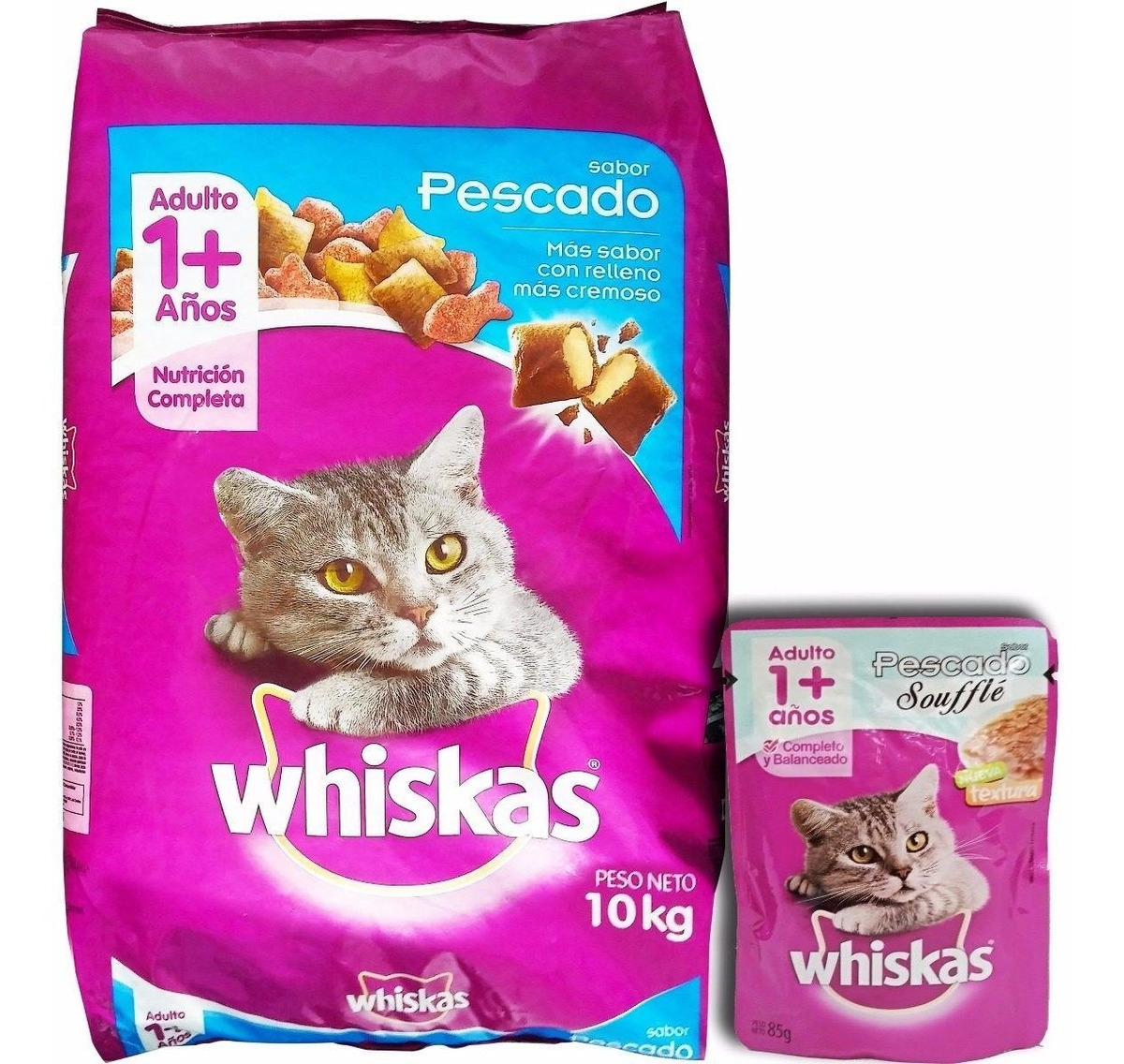 Alimento Whiskas Gatos Adultos Sabor Pescado 10 Kg Regalo 1 554