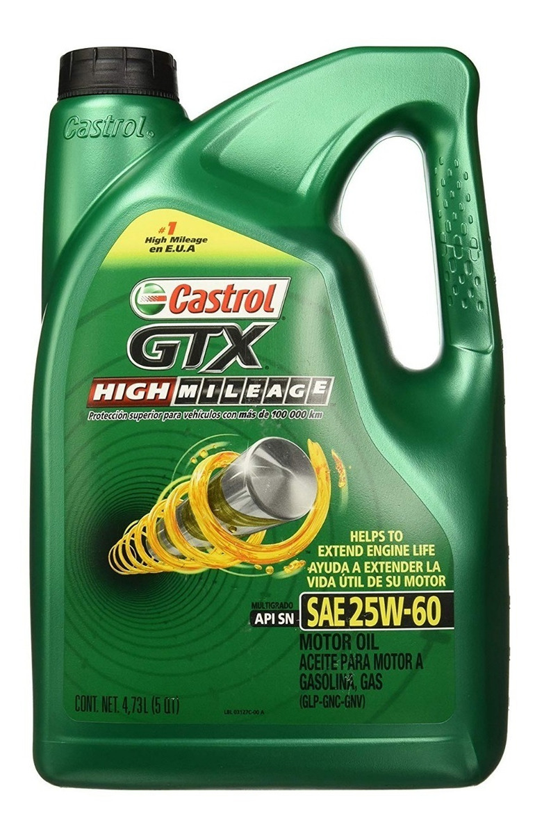 Castrol Gtx High Mileage 25w60 Galon 1 340 00 En Mercado Libre