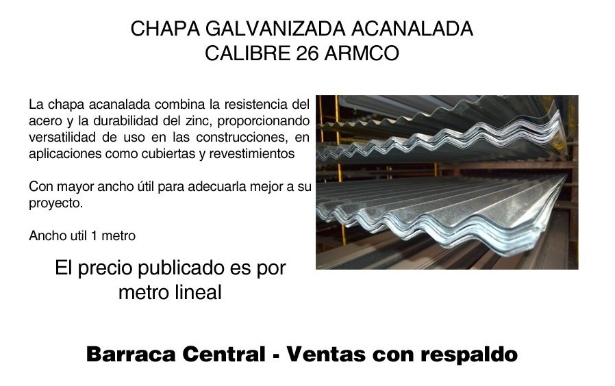 Chapa Galvanizada Acanalada Cal 26 Armco Oferta Bca Central 380 00