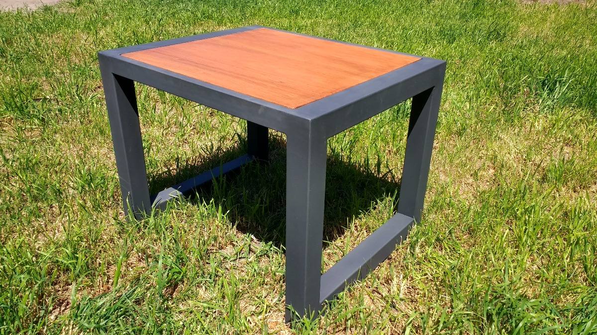 Mesa Ratona Interior Exterior Hierro Y Madera En Mercado Libre