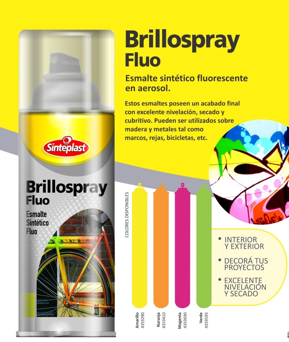 Pintura Esmalte Aerosol Cc Brillospray Fluor Sinteplast