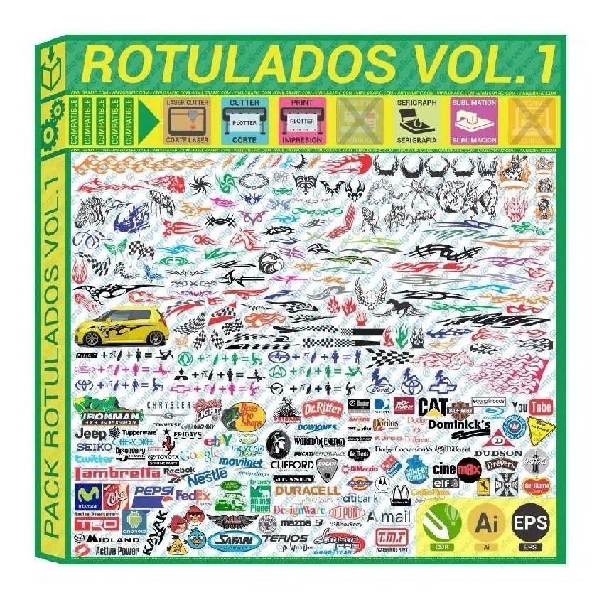 Rotulados Vehiculos Pack Vectores Para Plotter Corte Autos 300 00