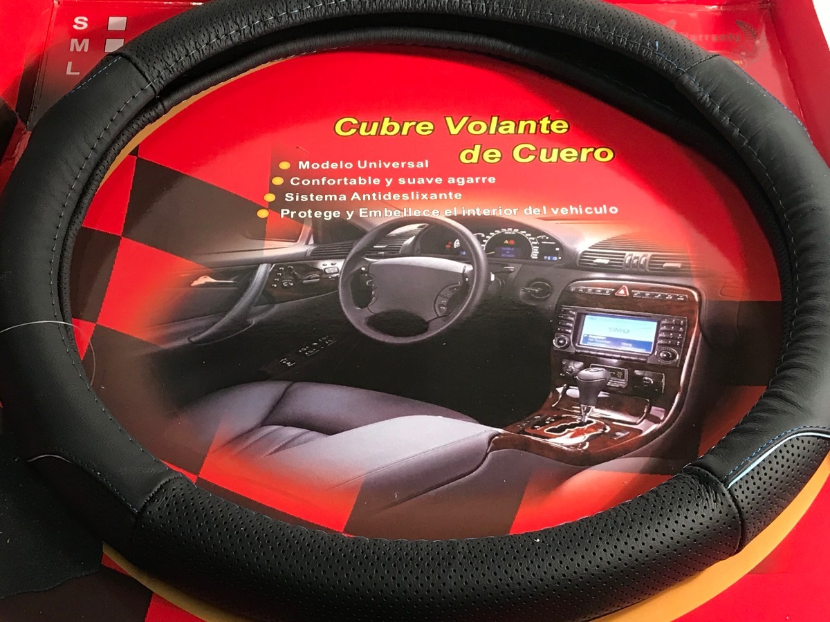 Cubre Volante Auto Cuero Natural Negro Calidad X Cm Mod