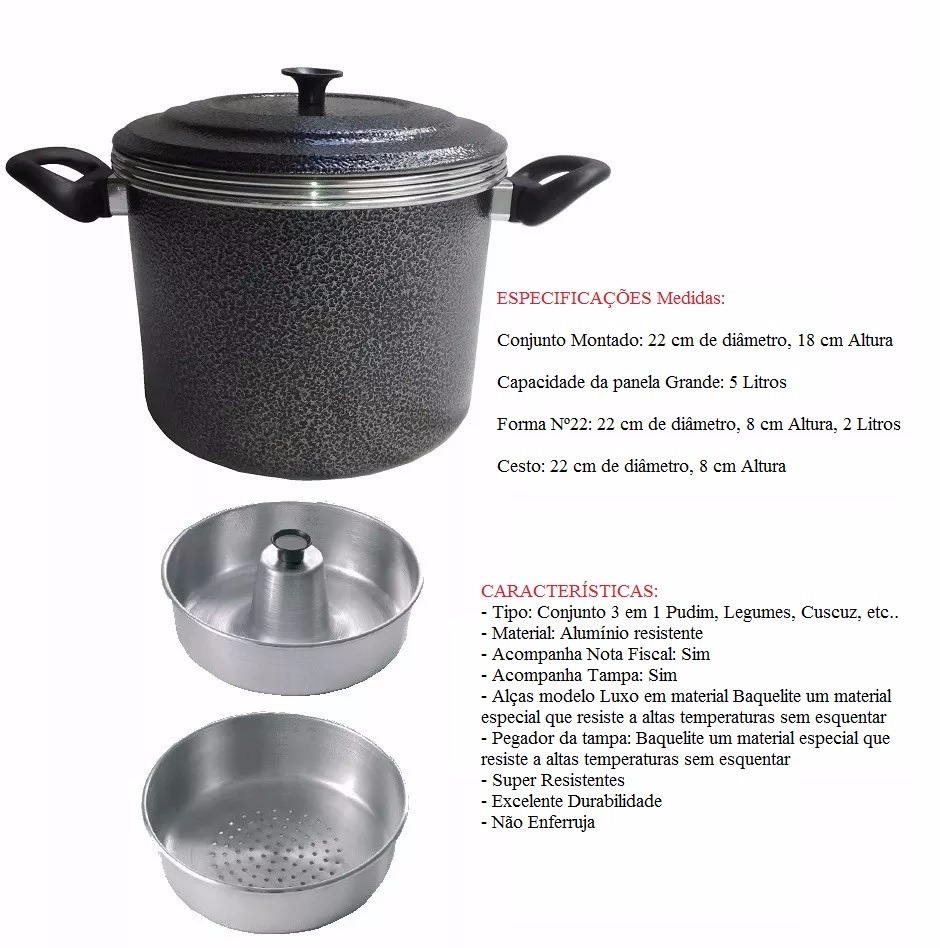 2 Formas Panela 3×1 Pudim Banho Maria Vapor Legumes Alum Nio R 2 Formas Panela 3×1 Pudim Banho Maria Vapor Legumes Alum Nio R