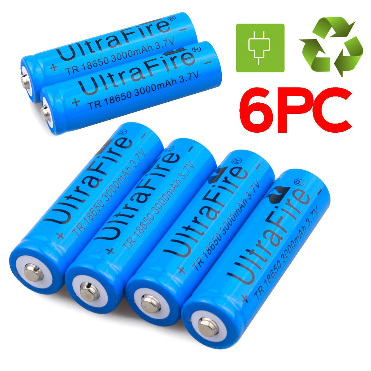 6pcs Ultrafire 18650 Batería Recargable Durable 3000mah 3.7v - $ 1.349