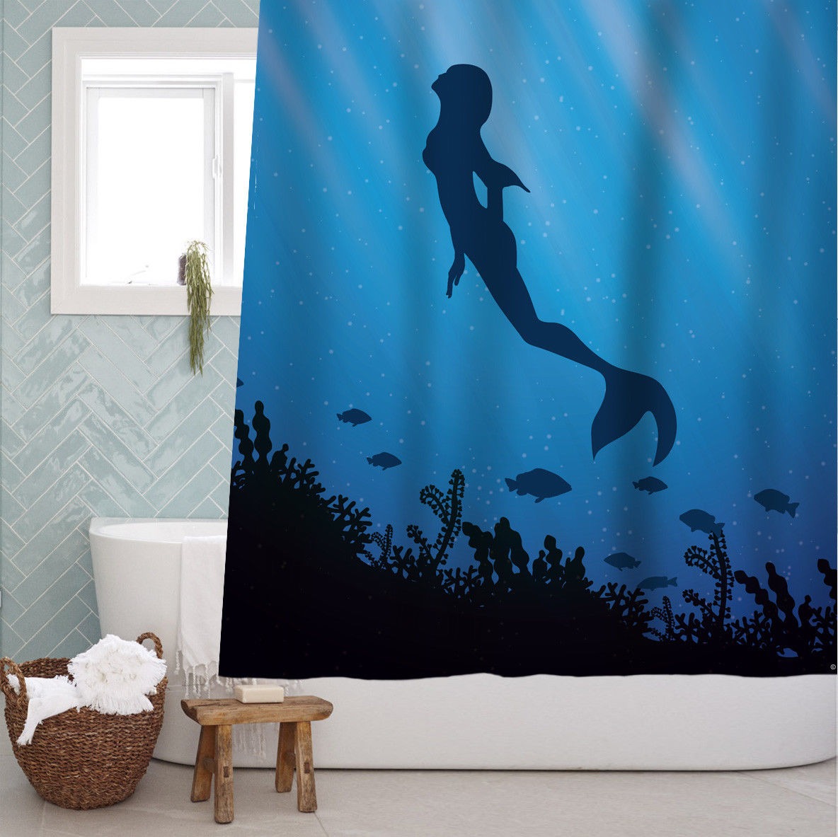 72 Sirena Pez Sombra Tejido De Cortina Ducha Cuarto De Baño ... 72 Sirena Pez Sombra Tejido De Cortina Ducha Cuarto De Baño ...