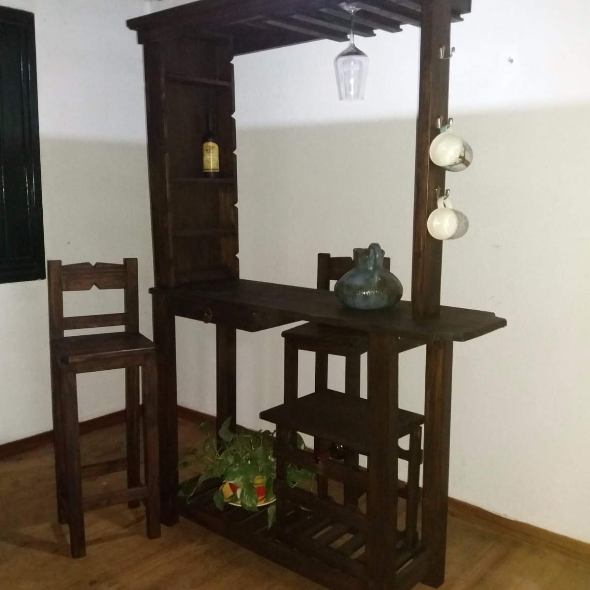 Barra Desayunador Con Dos Banquetas,madera Maciza. - $ 7.800,00 en