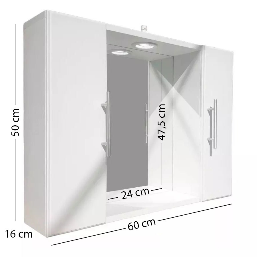 Botiquín De Baño Con Espejo 60x50cm Porta Lamparas Incluido - $ 1.690