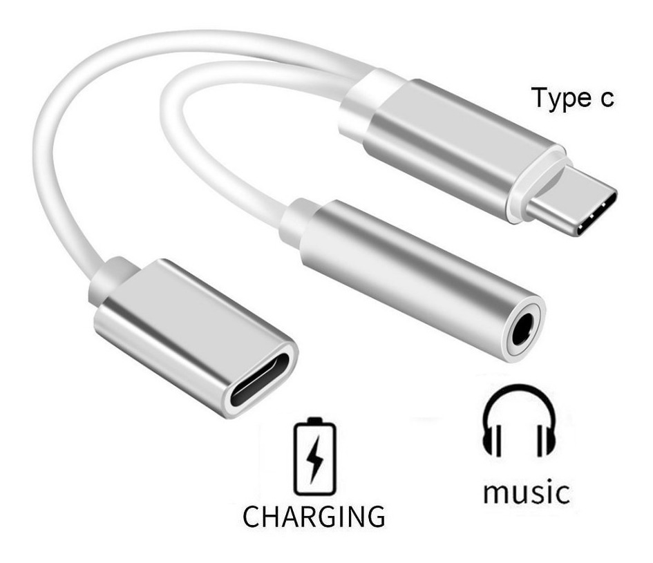 Cable Adaptador Usbc A Plug Jack 3.5mm De Audio + Cargador 180,00