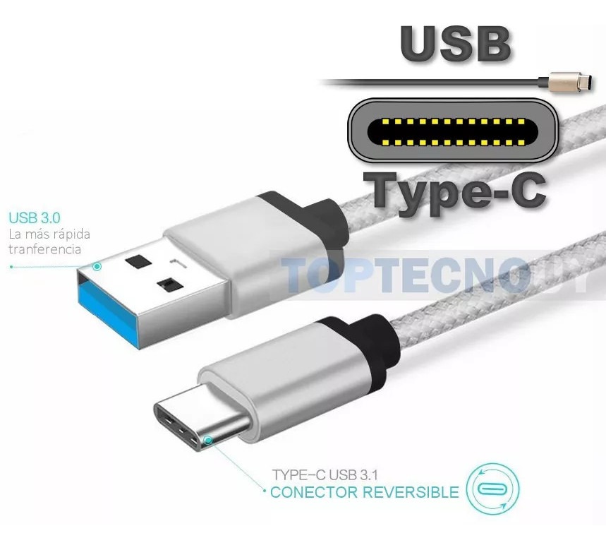 Cable de Datos y Carga de 1 Metro Conector Micro USB Largo para Blackview Blanco