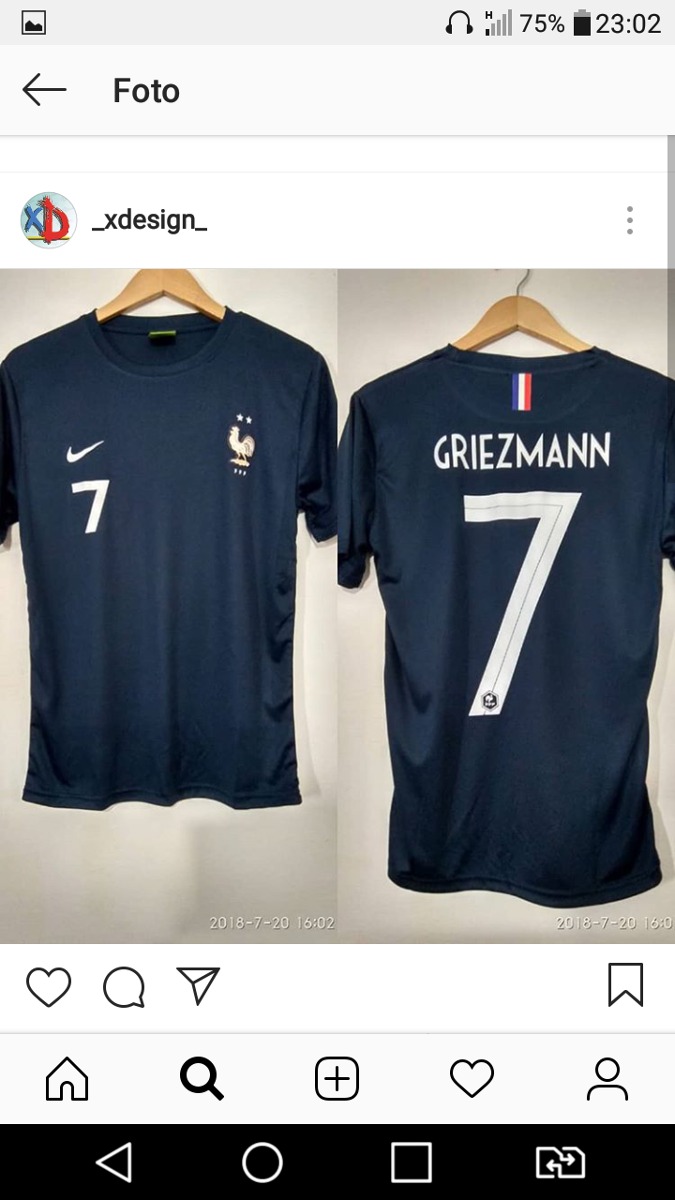 Camiseta Remera Estampada Personalizada Francia Griezmann 450,00 en