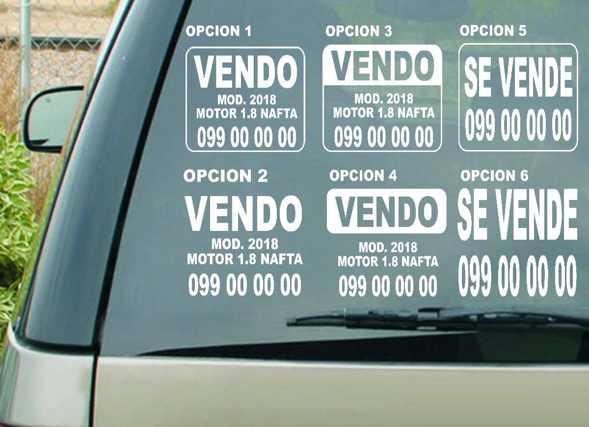 Cartel Se Vende Coche Cartel En Vinilo Adhesivo Para Vehiculos 1 Unid. Se Vende - $ 90,00 en