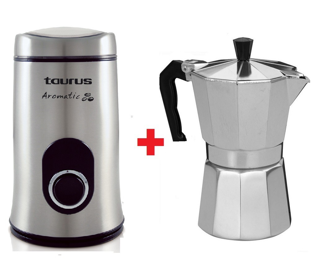 Combo Molinillo Elect De Cafe Acero Inox + Cafetera