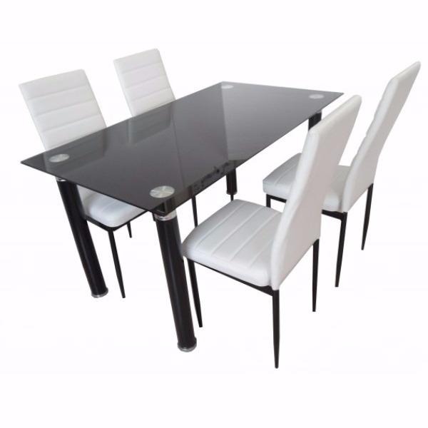 Comedor Con 4 Sillas Blancas Tapizadas Tapa Vidrio Milenio - $ 3.390 ... Comedor Con 4 Sillas Blancas Tapizadas Tapa Vidrio Milenio - $ 3.390 ...