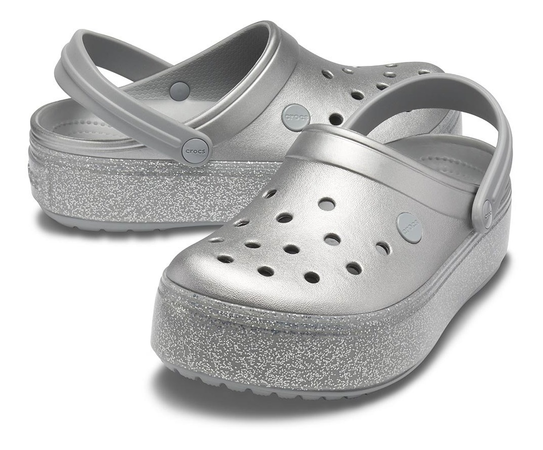  Crocs  Crocband Platform Clog Metalic Silver Crocs  