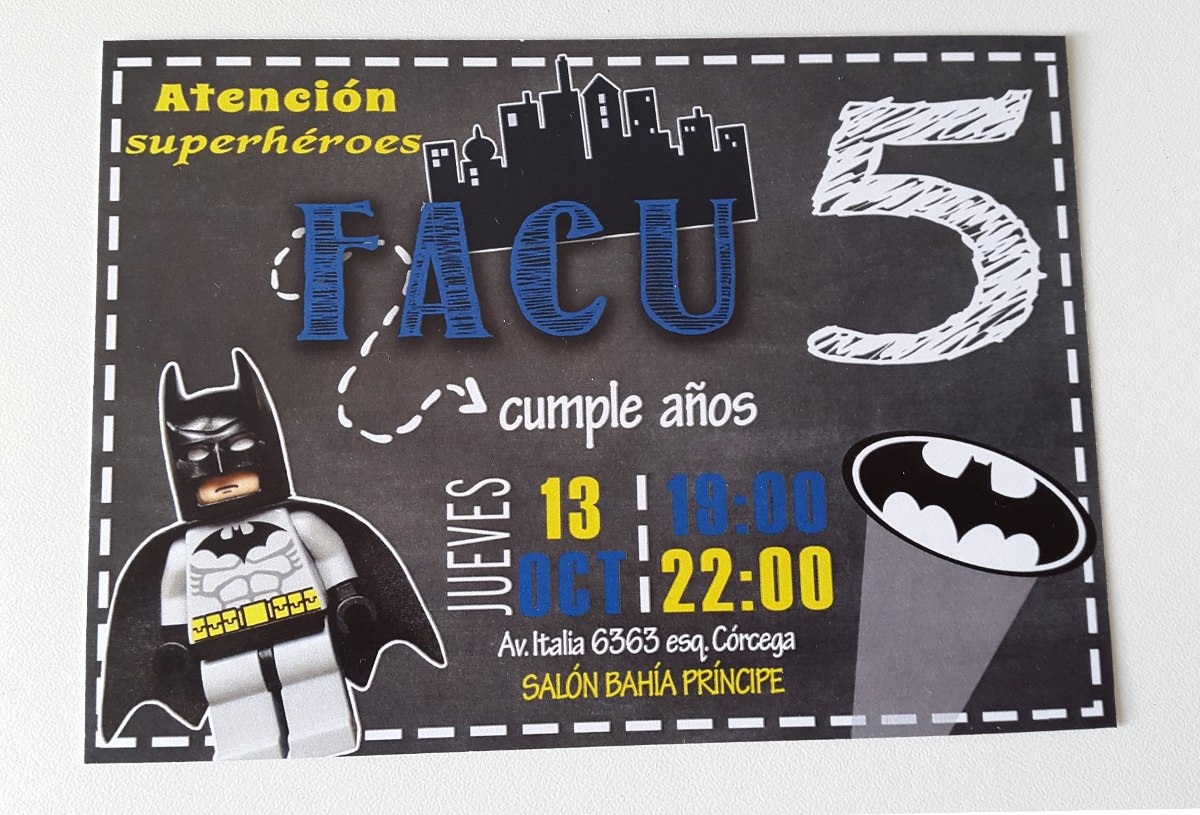 Cumpleaños Batman Tarjetas De Invitación $ 20,00 en Mercado Libre Cumpleaños Batman Tarjetas De Invitación $ 20,00 en Mercado Libre