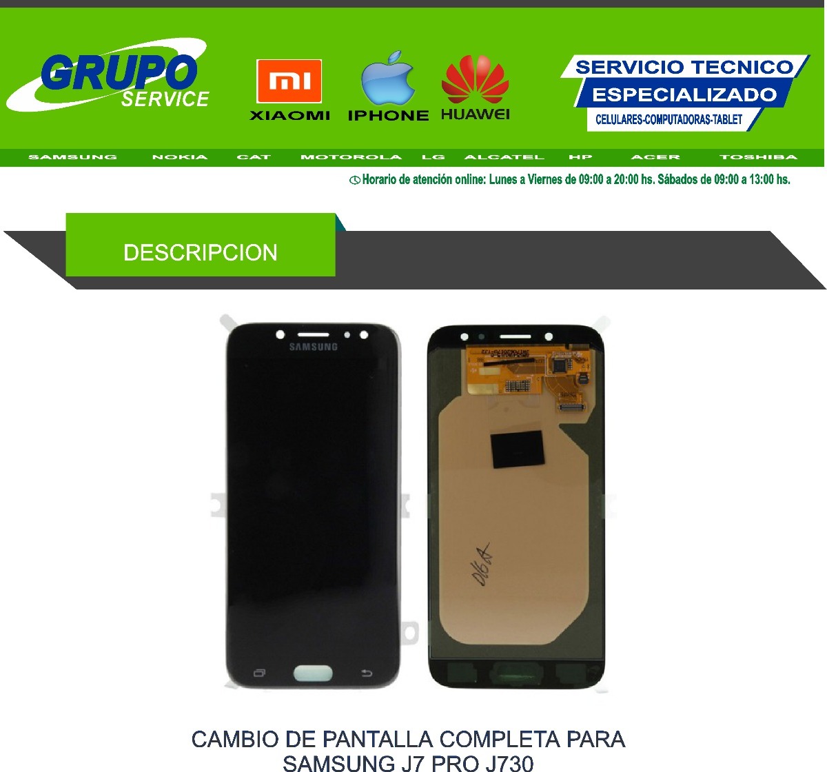 display j7 pro price