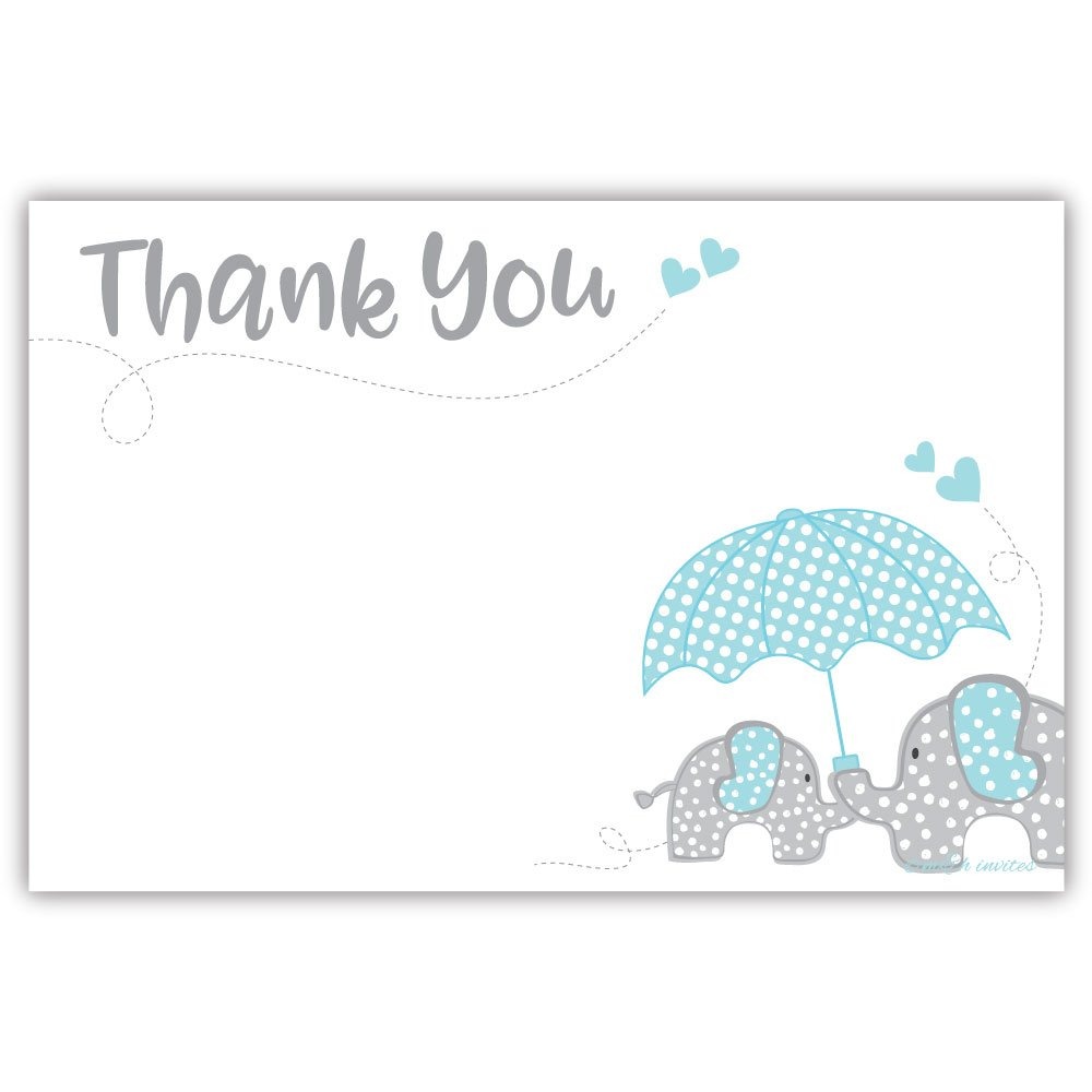 Elefante Azul Boy Baby Shower Tarjetas De Agradecimiento U S 47 00