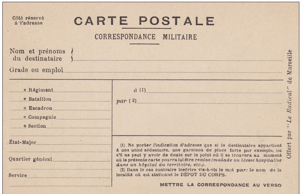 G W Carta Postal Militar Francia 1914 - $ 100,00 en 