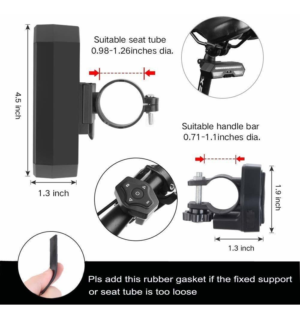 Señales giro bicicletas actualizadas control remoto inalámbrico luz trasera IPX4