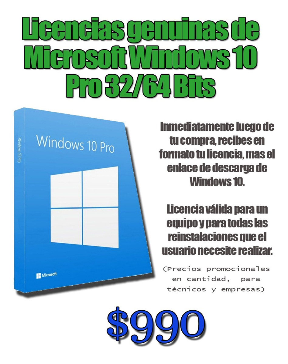 Informatica Licencias Windows 10 Pro Envio Inmediato 990 En