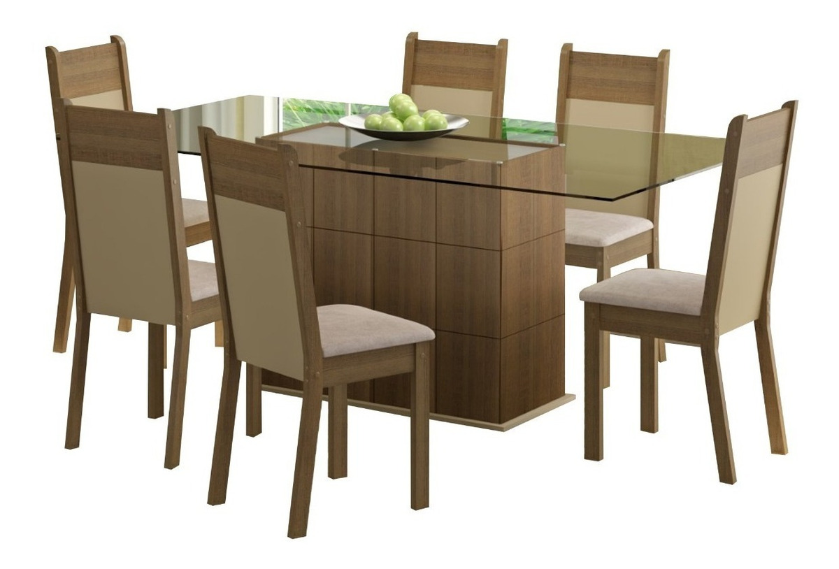 Juego Comedor Mesa Vidrio 6 Sillas Tapizada Premium Silla - $ 8.999,00