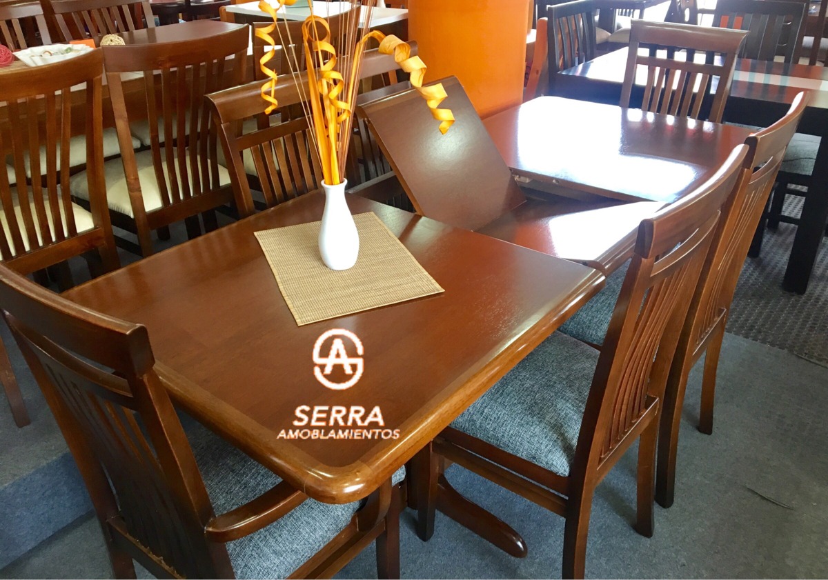 Juego De Comedor En Madera Extensible 6 Sillas- Mesas Madera - $ 32.500