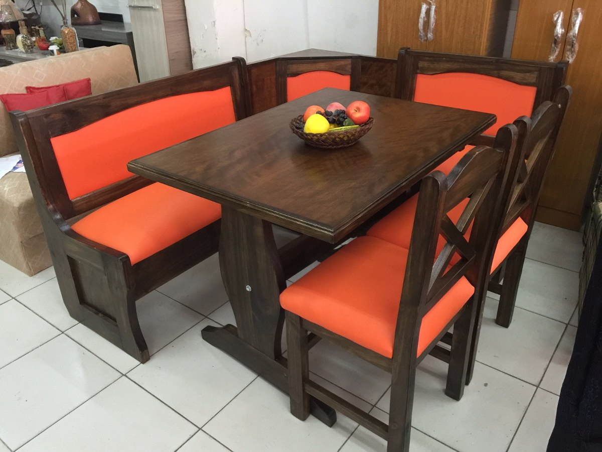 Juego De Comedor Esquinero Madera Maciza, Lustre A Eleccion ... Juego De Comedor Esquinero Madera Maciza, Lustre A Eleccion ...