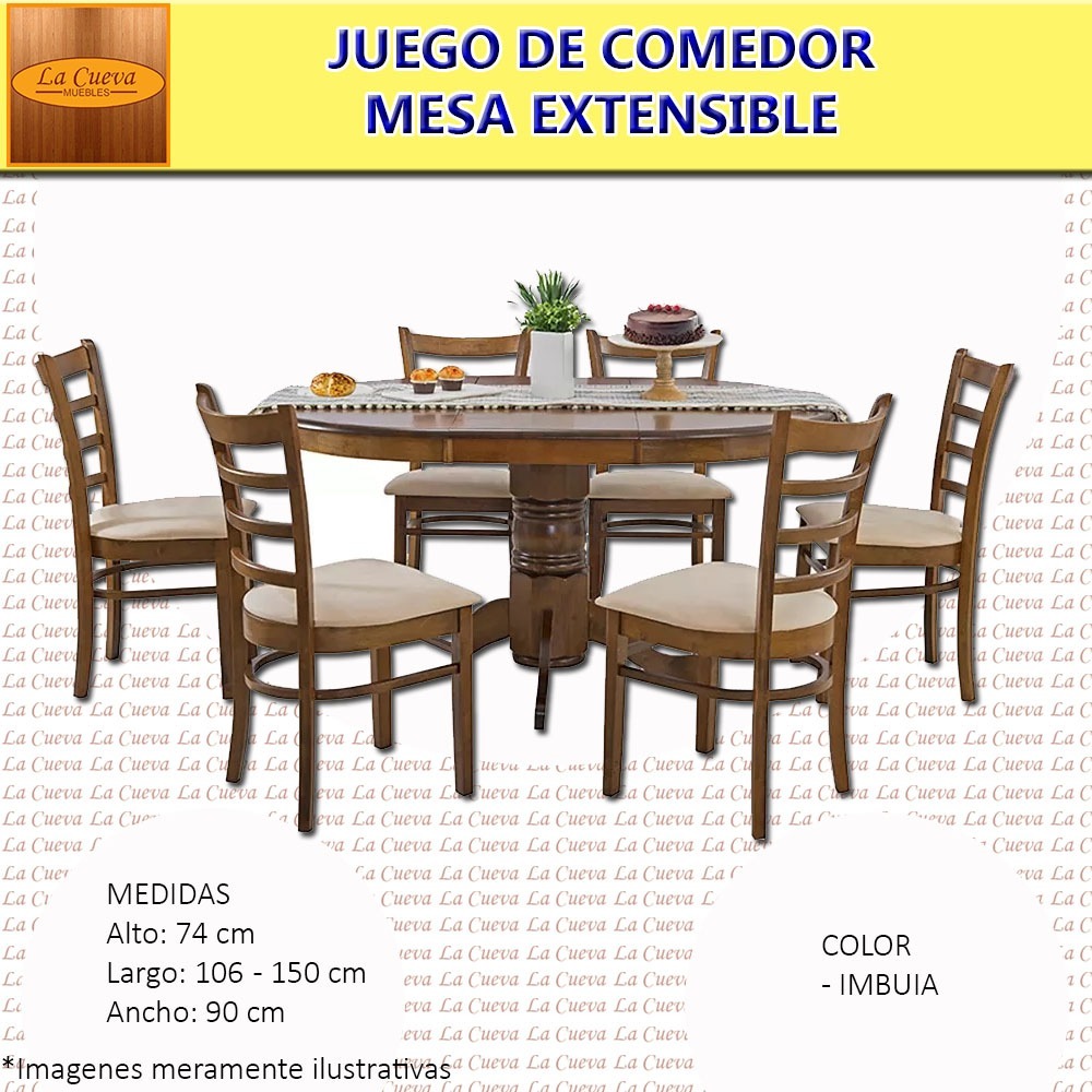 Juego De Comedor Mesa Extensible 6 Sillas Tapizadas Lcm 2599000 En Mercado Libre 