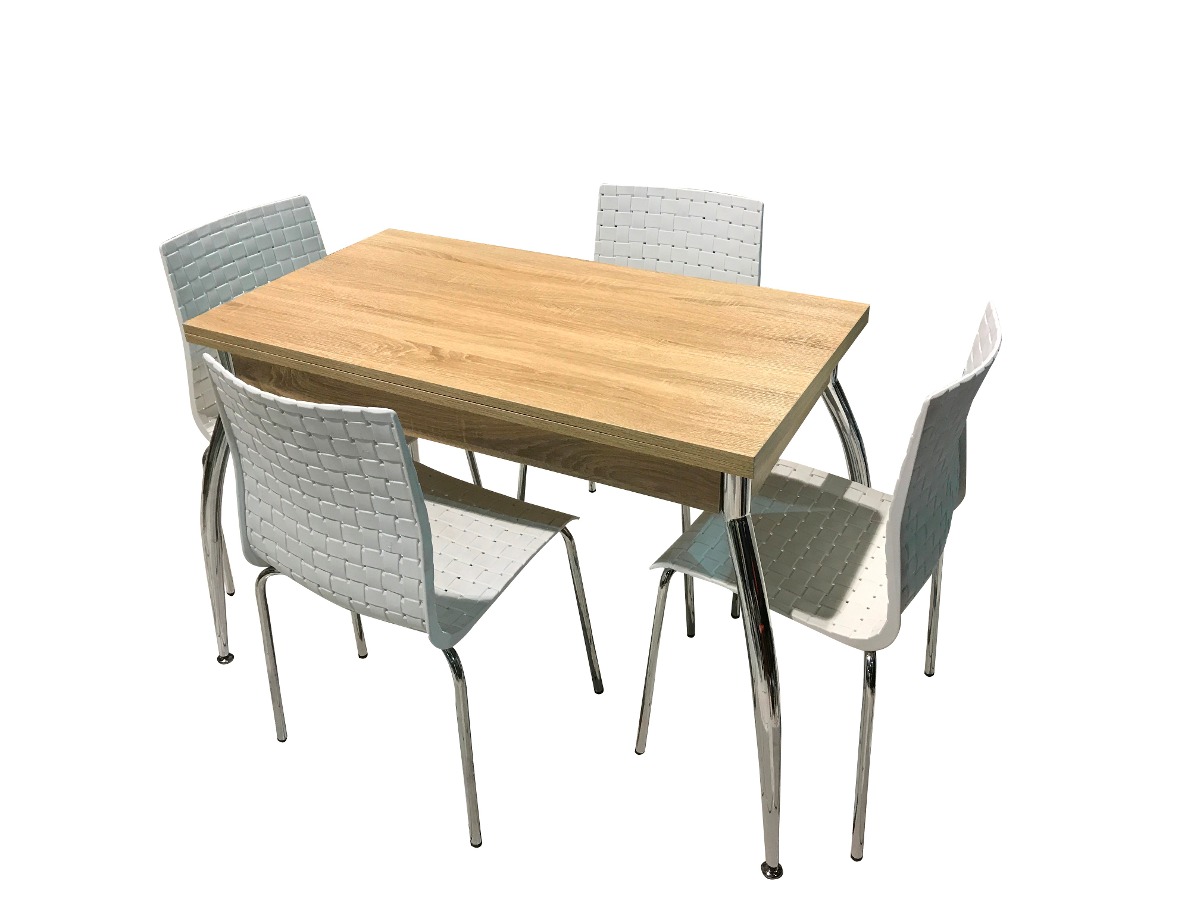 Juego De Comedor Mesa Extensible Madera Sillas Blancas Promo ... Juego De Comedor Mesa Extensible Madera Sillas Blancas Promo ...