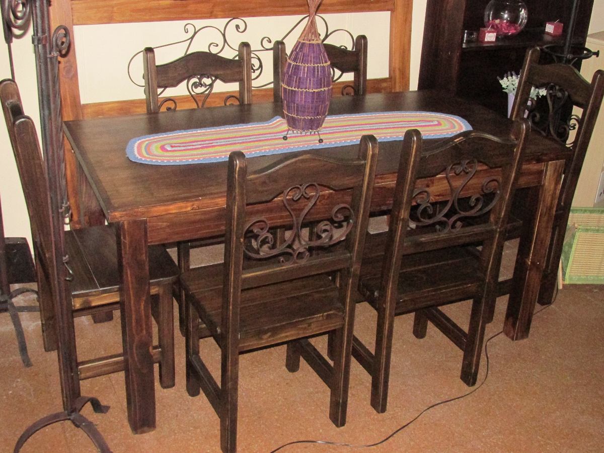 Juego De Comedor Rústico Madera Maciza - $ 18.000,00 en Mercado Libre