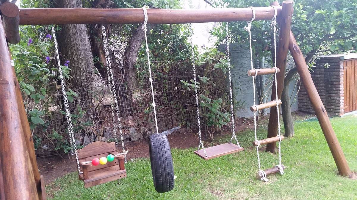 Juego De Niños En Madera Columpio Escalera Hamaca Bebe Goma - $ 18.000