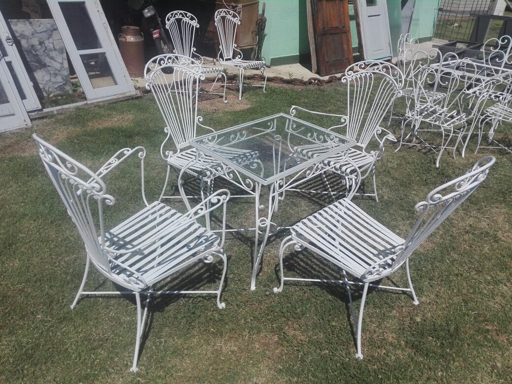 Juego Patio Jardin Hierro Forjado Antiguo 9.500,00 en Mercado Libre