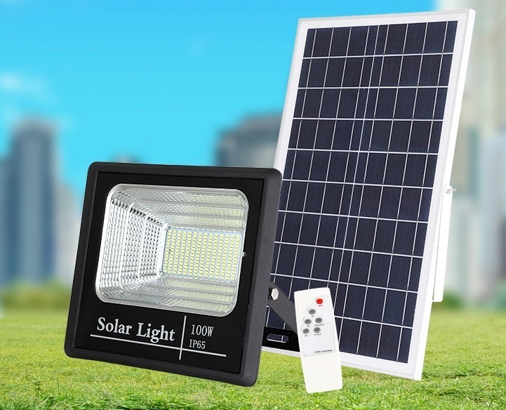 Lampara Solar Led 100w C Sensor Patio Jardin Calles Exterior - $ 3.880