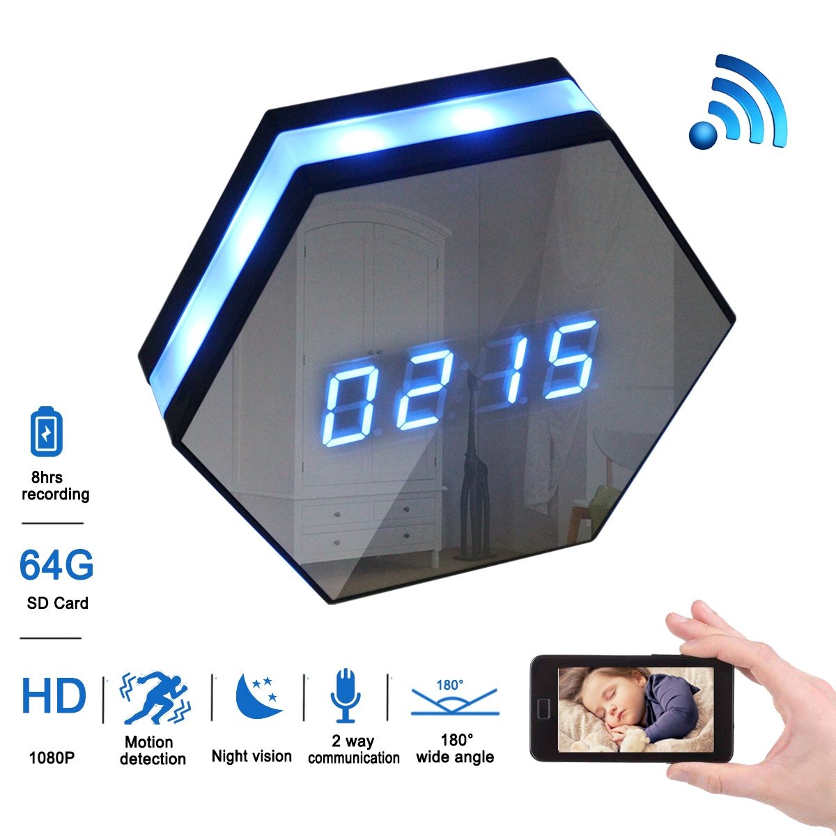 Magho 1080p Hd Wifi Wall Desk Clock Con 6ir U S 150 Cargando Zoom