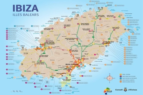 Mapa Turístico De Ibiza Islas Baleares Lámina 45x30 Cm 43516 En Mercado Libre 0823