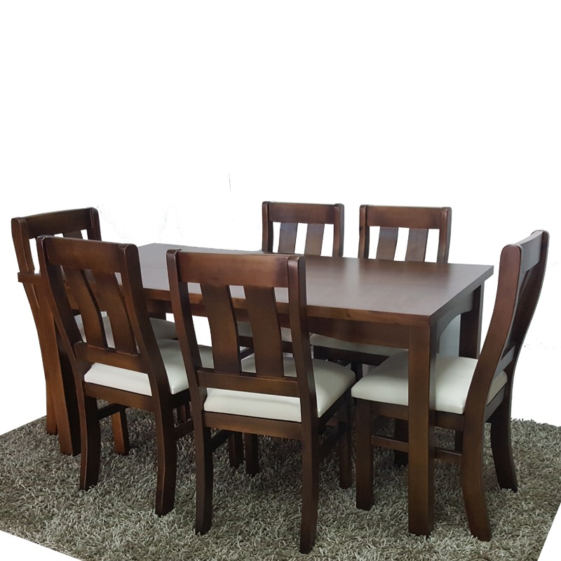 Mesa De Comedor Con 6 Sillas En Madera Y Tapizadas Gh - $ 22.490,00 en