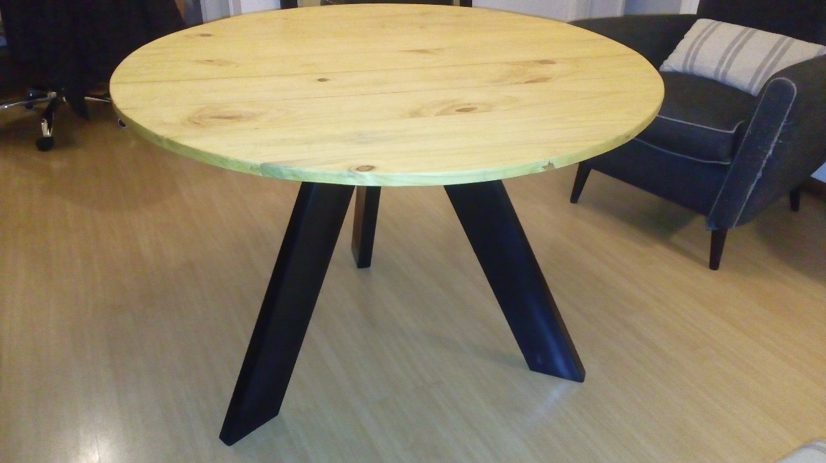 Mesa De Comedor Redonda De Diseño Industrial Hierro Madera - $ 5.990 ... Mesa De Comedor Redonda De Diseño Industrial Hierro Madera - $ 5.990 ...
