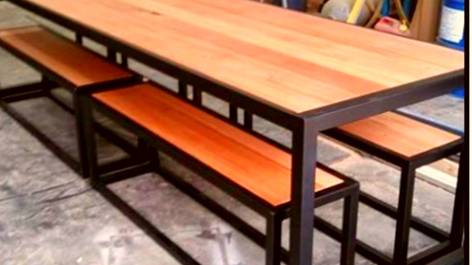 Mesa De Comedor Tipo Industrial Hierro Y Madera - $ 4.900,00 en Mercado