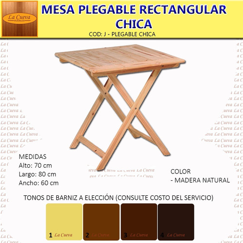 Mesa Plegable Chica - Eucaliptus - Jardin - Exterior - Lcm - $ 1.790,00