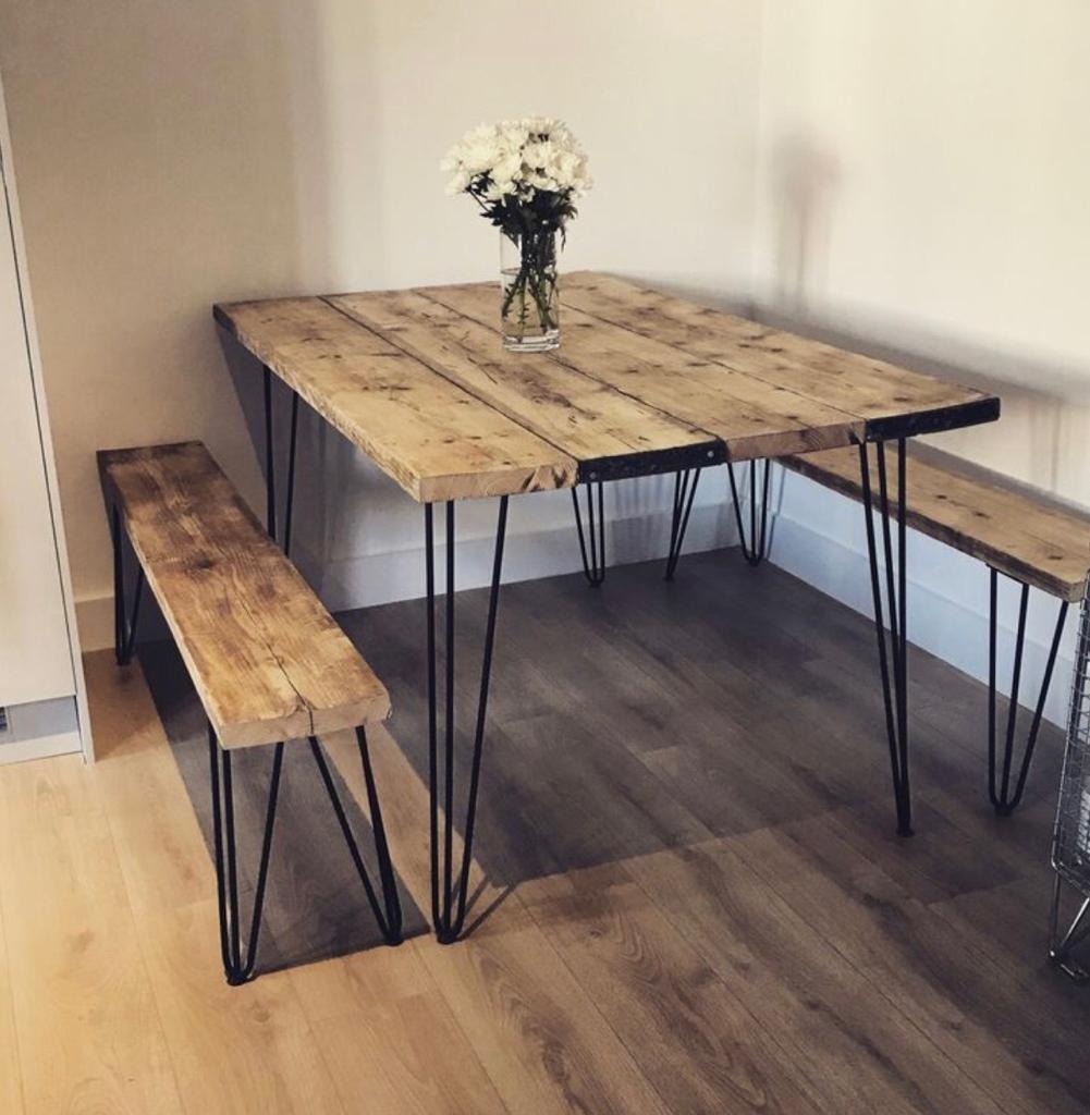 Mesa Madera Y Hierro Estilo Industrial - $ 4.900,00 en Mercado Libre