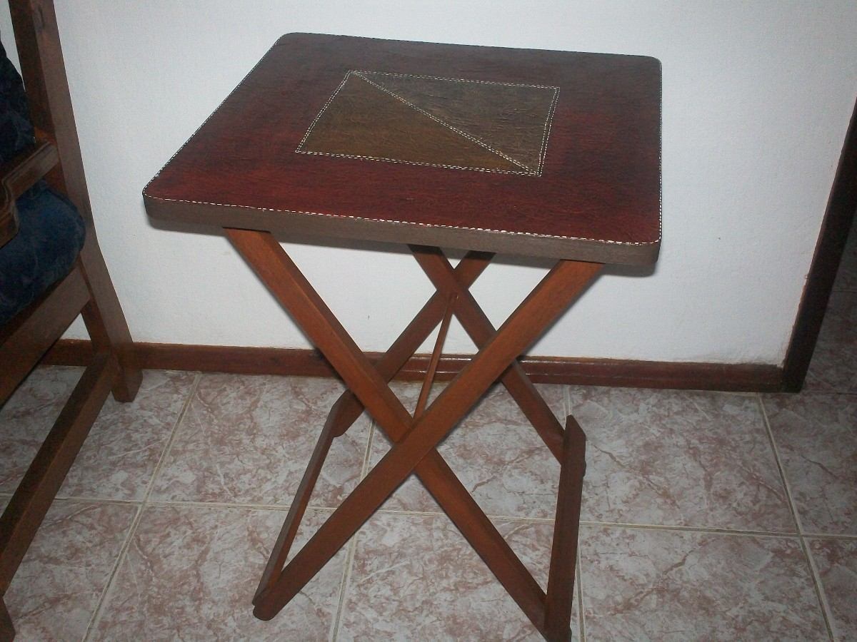 Mesa Plegable En Madera ,pintada A Mano Imitación Cuero - $ 1.200,00 en