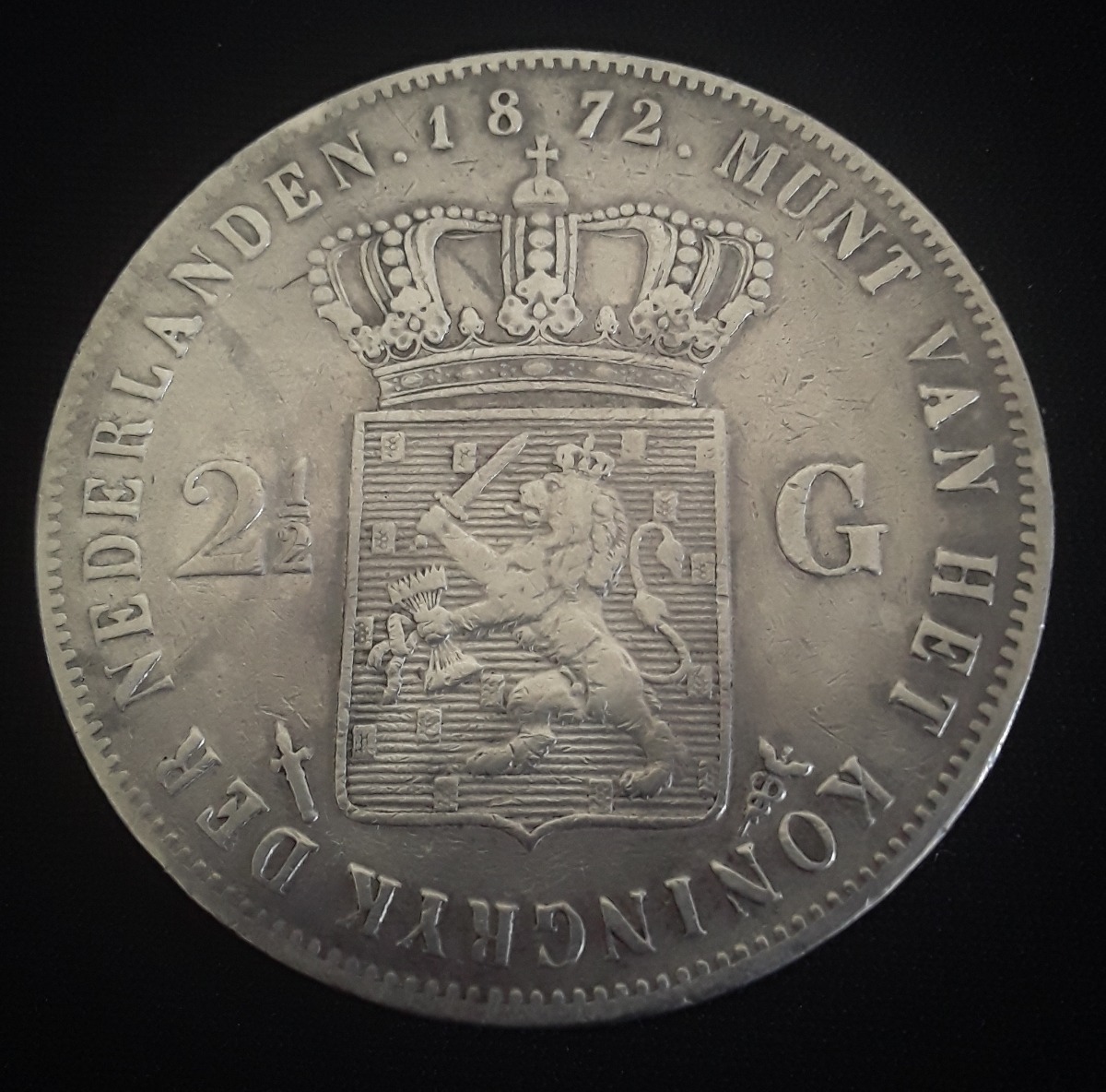 Mg* Holanda 1872 - 2 1/2 Gulden Moneda Grande De Plata - U$S 45,00 en