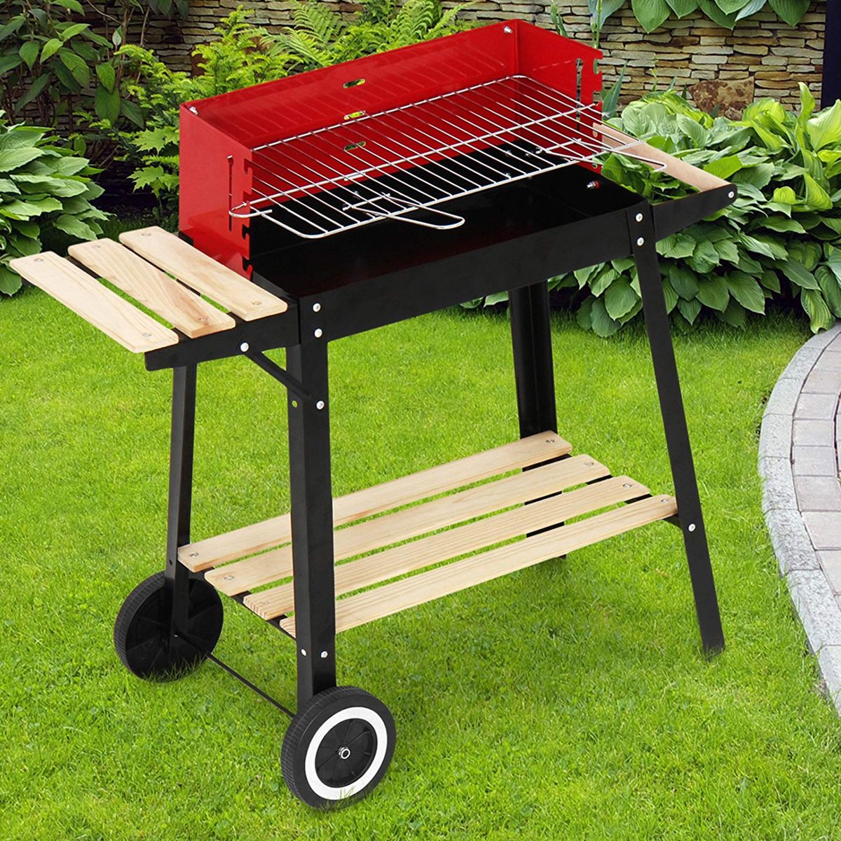 Parrilla Rectangular Para Barbacoa 50x26 Cm Con Ruedas - $ 1.390,00 en