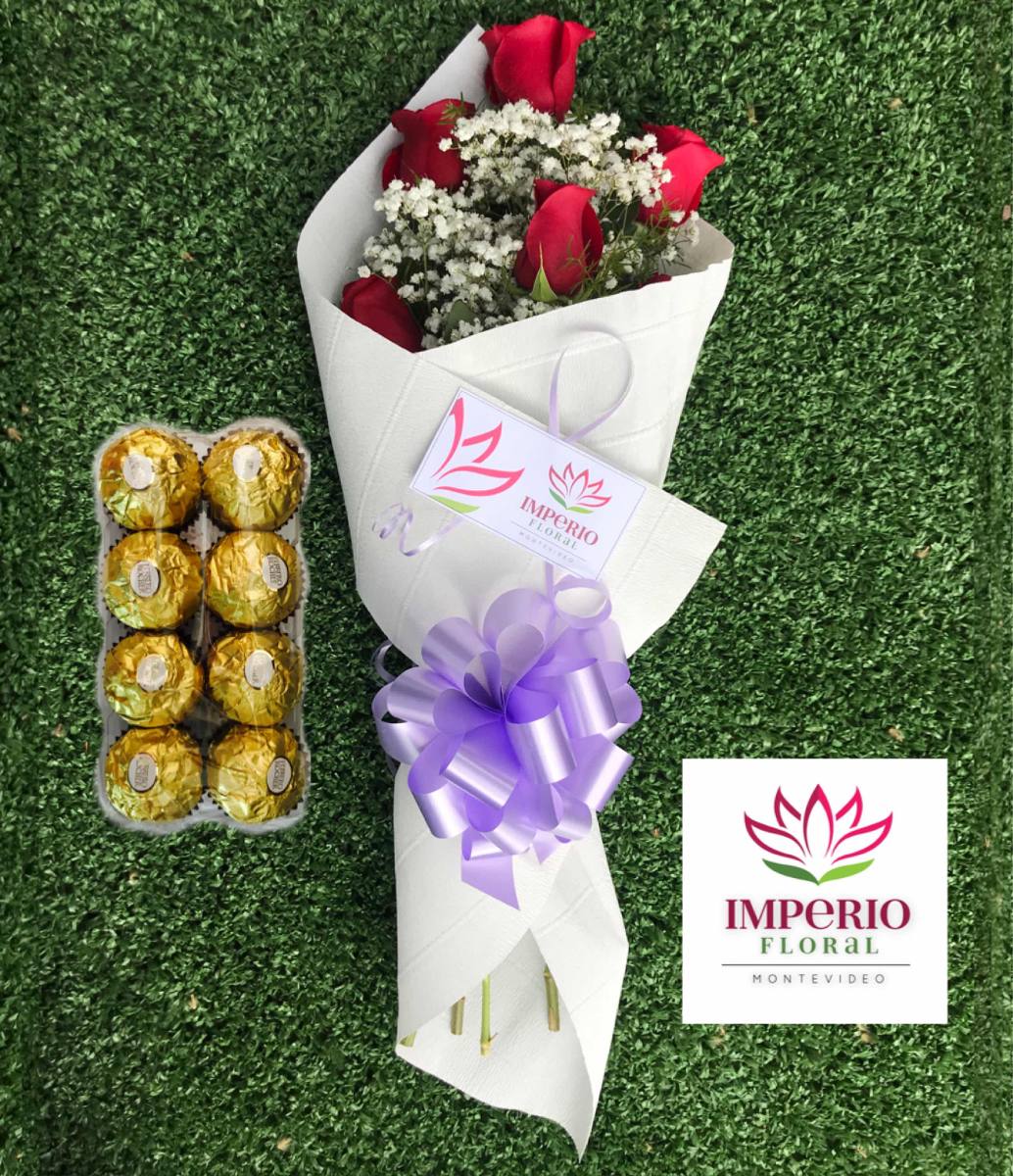 Ramo De 6 Rosas Y 8 Bombones Ferrero Rocher Florería Envío - $ 1.190,00