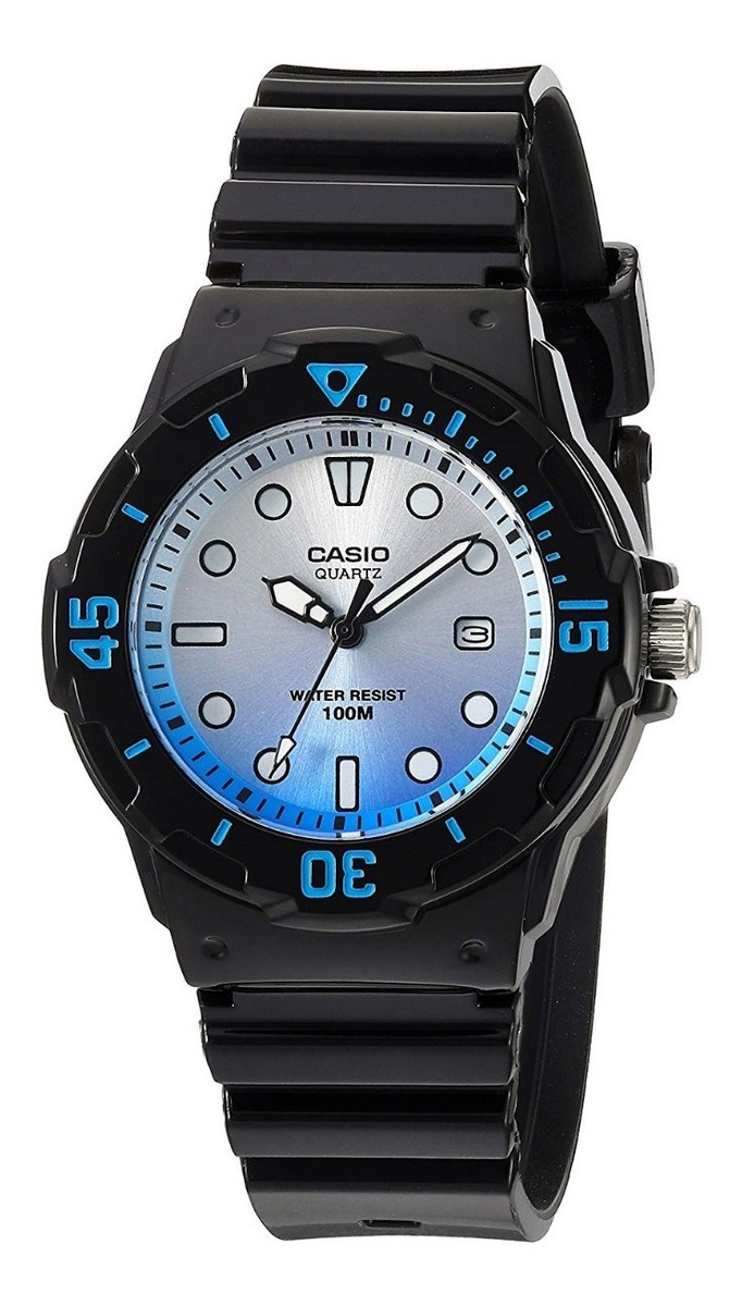 Reloj Casio Sumergible 100 Mts. Lrw 200 Blanco Negro De Dama 1.690