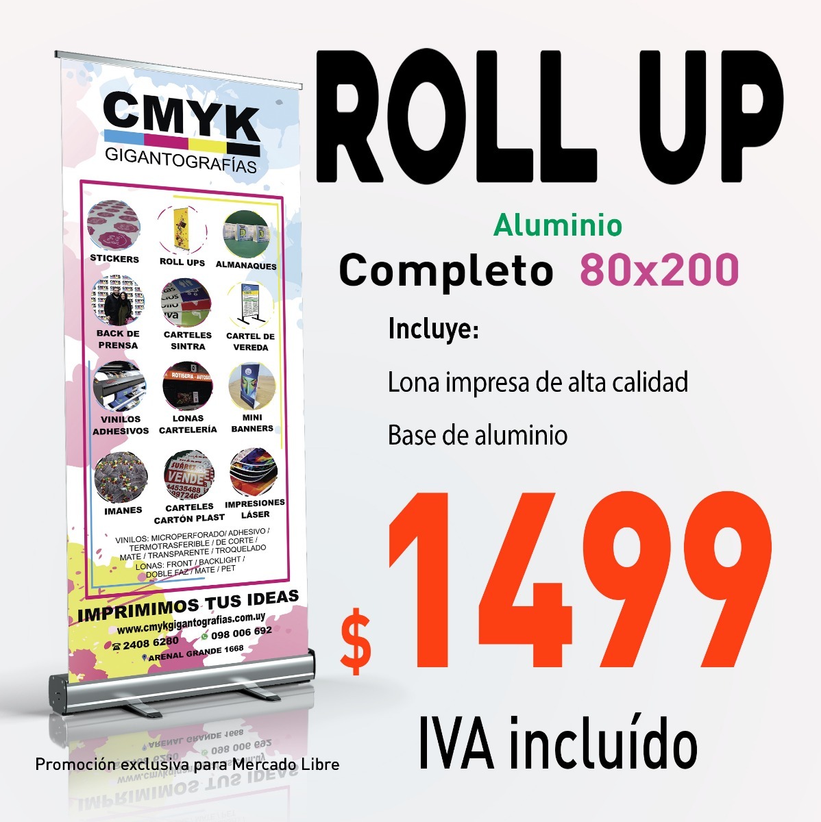 Roll Up Rollup Banner Lona Impresa Vinilo Porta Banner En Mercado Libre