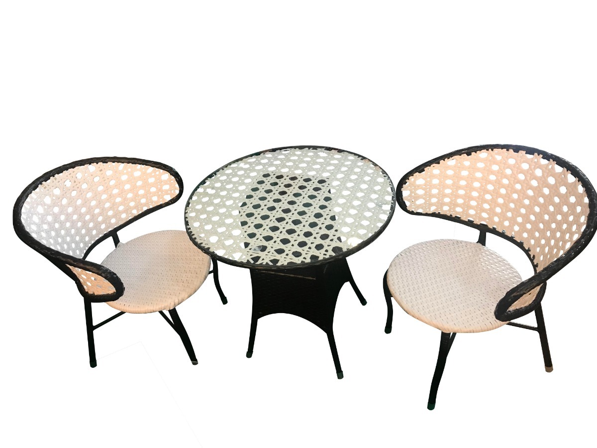 Set De Jardin Exterior Ratan Mesa Sillas Balcon Patio Vidrio Cargando Zoom