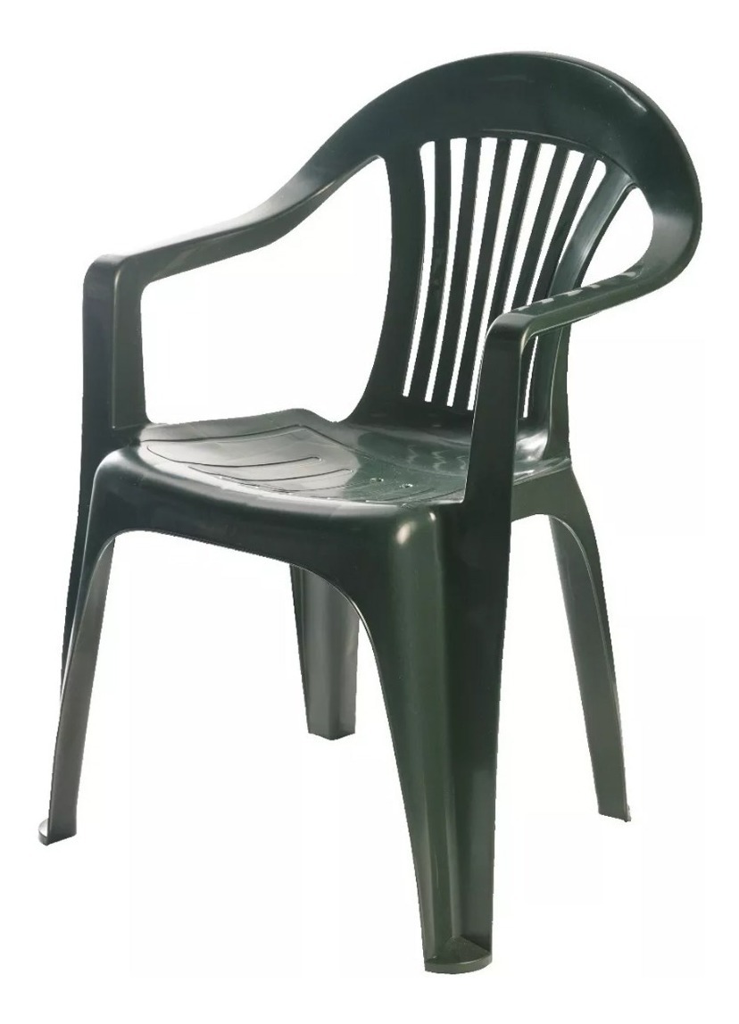 Silla Pvc Reforzada Con Apoya Brazos Hasta 120kgs Verde Off - $ 405,00