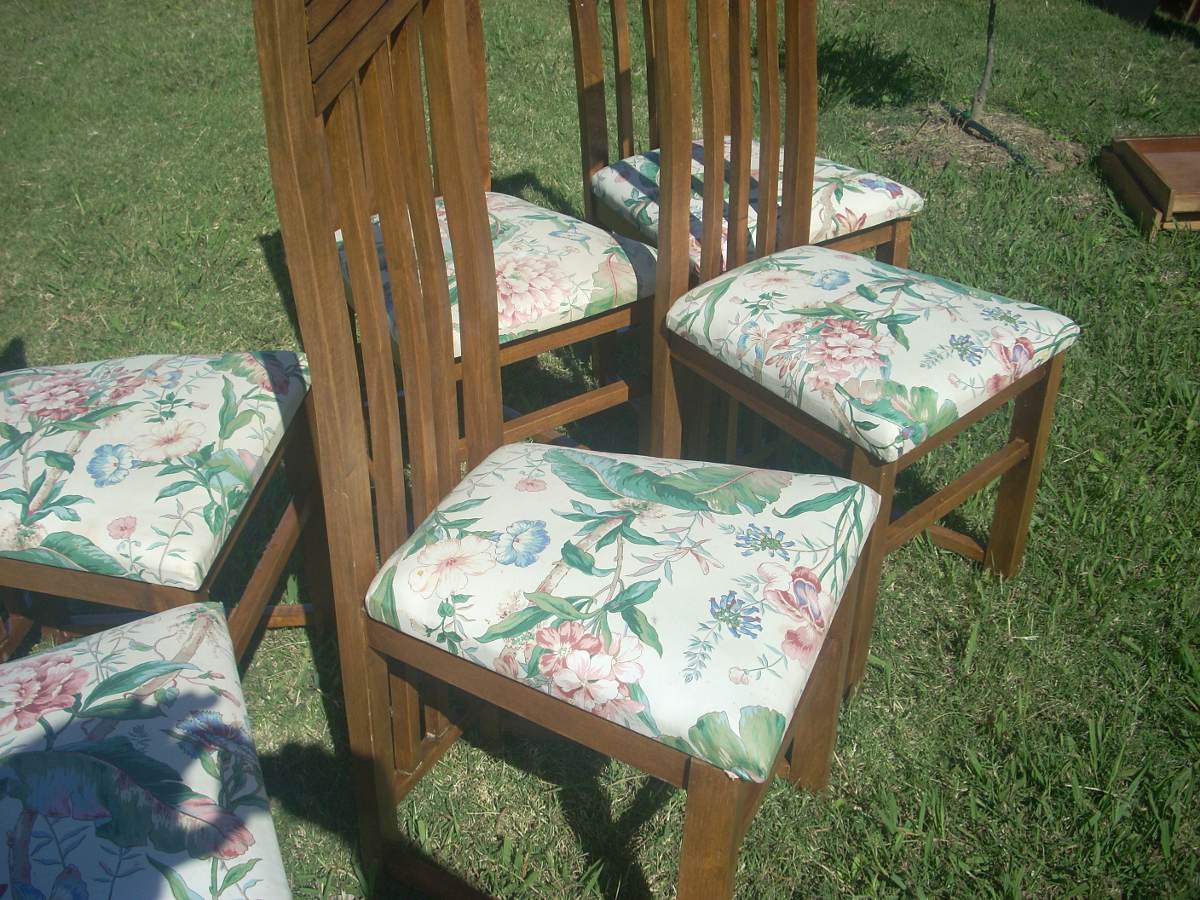 Sillas Para Comedor Madera Cereceira Son 6 Tapizado Floral E ... Sillas Para Comedor Madera Cereceira Son 6 Tapizado Floral E ...